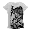 Misa Tee - white fitted tee with gothic anime girl graphic and skull plushie detail
