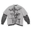 Requiem - double layer mock neck with baroque skull cross and gothic script graphic