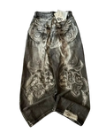 Smoked Jeans - dark washed baggy denim with all-over smoke and skull graphic print